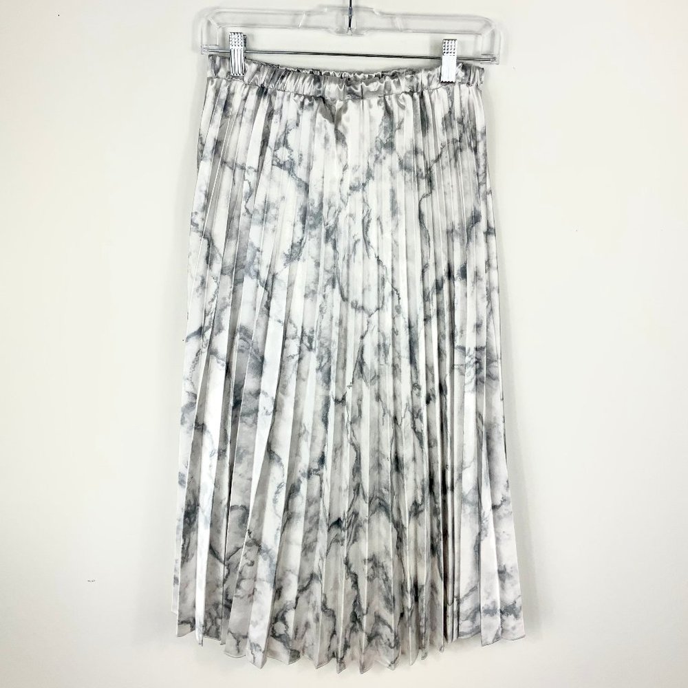 Day Party Pleated Satin Snake Midi Skirt
